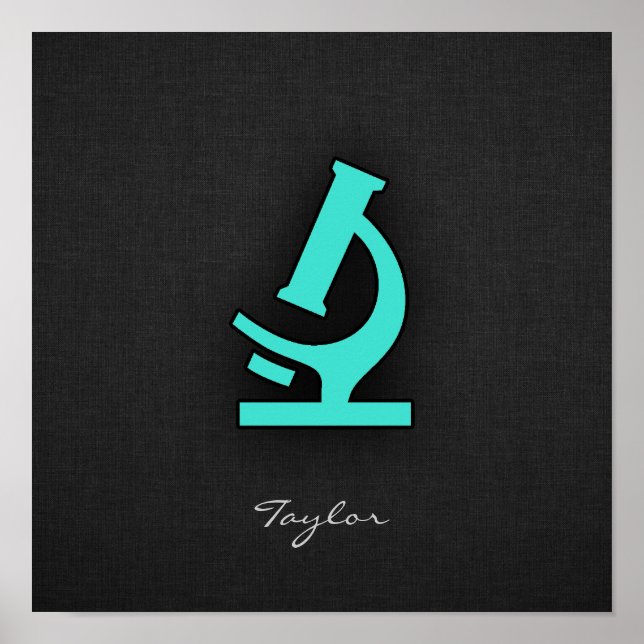 Affiche Turquoise ; Microscope bleu vert (Devant)