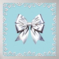 Turquoise œuf de merle bleu grand nœud blanc maria