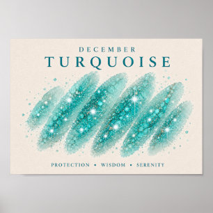 Affiche Turquoise Pierre de Naissance Décembre A4