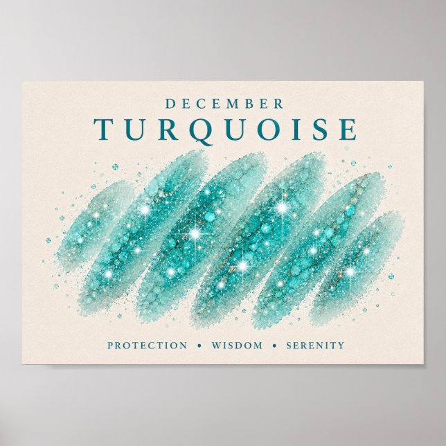 Affiche Turquoise Pierre de Naissance Décembre A4 (Devant)