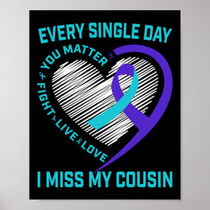 Affiche Turquoise Purple Heart Dit Cousin Sensibilisation