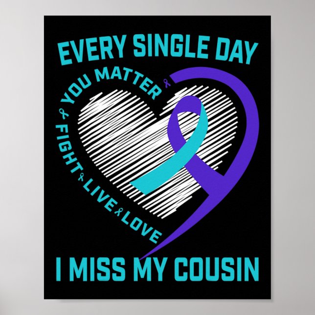 Affiche Turquoise Purple Heart Dit Cousin Sensibilisation  (Devant)