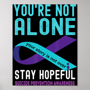 Affiche Turquoise Purple Ribbon Support Prévention du suic