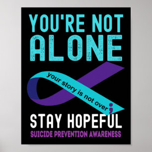 Affiche Turquoise Purple Ribbon Support Prévention du suic