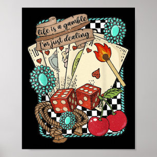Affiche Turquoise Rétro Western Far West Cowboy Cowgirl