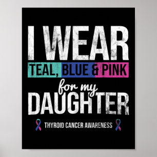 Affiche Turquoise Rose Bleu Pour Fille Thyroïde Cancer