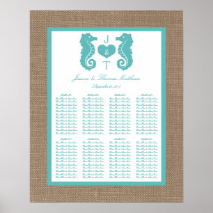 Affiche Turquoise Seahors Burlap Beach Wedding Collection