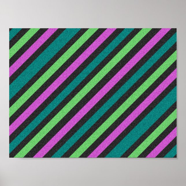 Affiche Turquoise, Vert citron, Parties scintillant rose c (Devant)