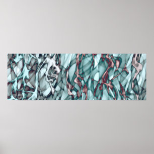 Affiche Turquoise Vert Jaune Orange Or Rouge Art Abstrait