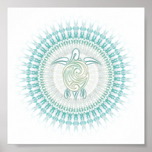 Affiche Turquoise verte Mandala Animal