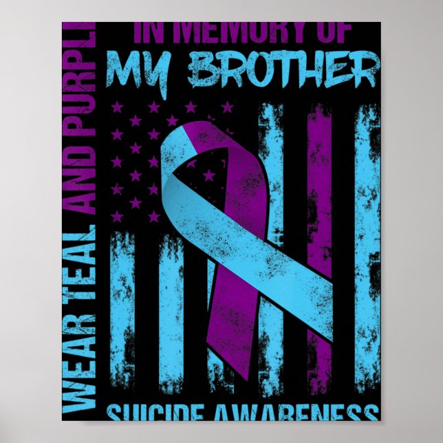 Affiche Turquoise Violet Ruban Suicide Sensibilisation Ind (Devant)