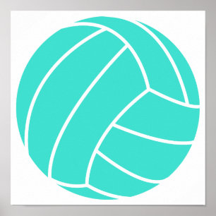 Affiche Turquoise ; Volleyball de vert bleu