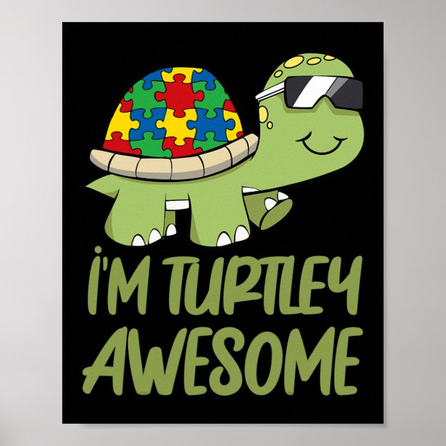 Affiche Turtle Awesome Autism Awareness Puzzle Piece (Devant)