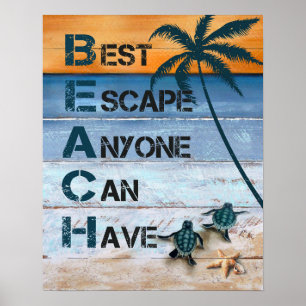 Affiche Turtle B.E.A.C.H Inspiration et motivation
