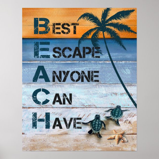 Affiche Turtle B.E.A.C.H Inspiration et motivation (Devant)
