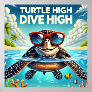 Affiche Turtle High Dive Artwork Perfect for Turtle Lovers
