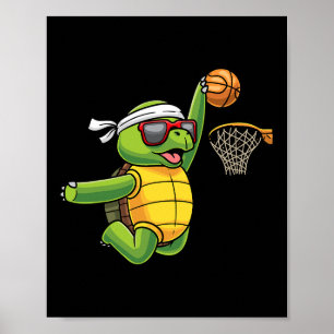Affiche Turtle Jouer Basket Sports Sea Tortoise Jeu