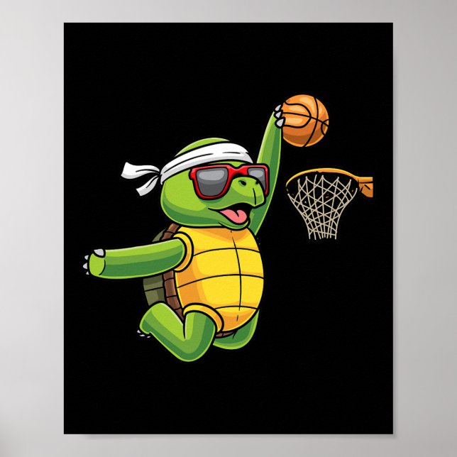 Affiche Turtle Jouer Basket Sports Sea Tortoise Jeu (Devant)