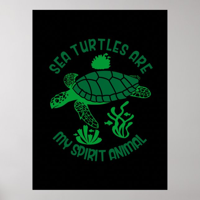 Affiche Turtle Lover | Les tortues marines sont mon esprit (Devant)