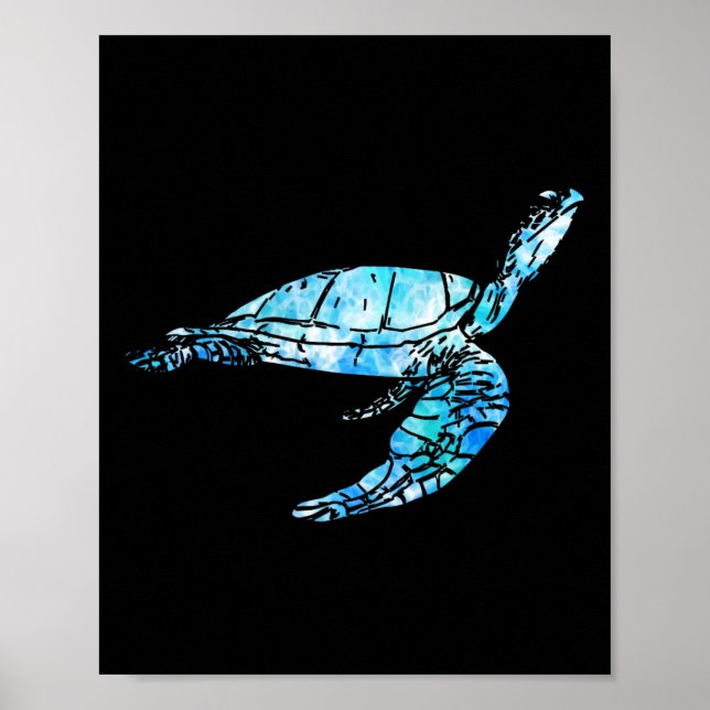 Affiche Turtle Tie Dye Aquarelle Mer Ocean Save Planet Ea (Devant)