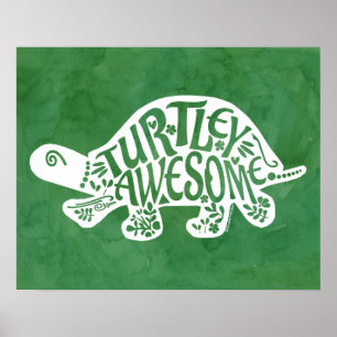 Affiche Turtley Awesome Tortoise Funny Turtle Pun Sulcata