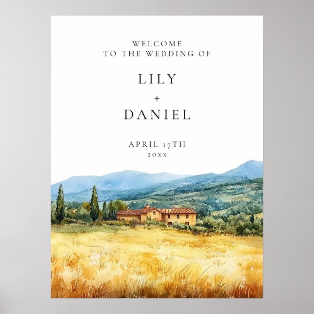 Affiche Tuscany Rustic Country Wedding Welcome Sign (Devant)