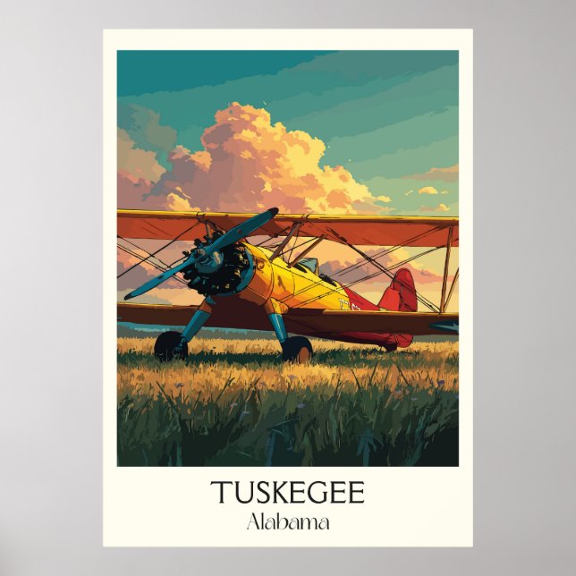 Affiche Tuskegee Alabama Vintage Airplane (Devant)
