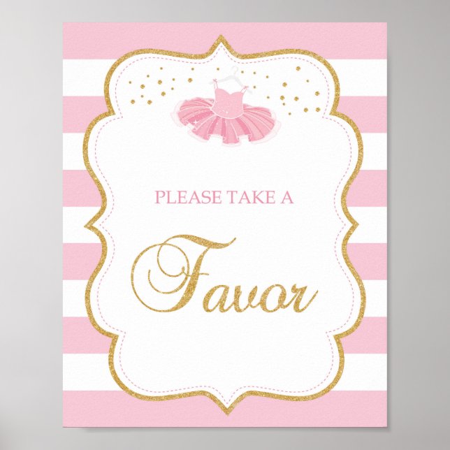Affiche Tutu baby shower or rose parties scintillant favor (Devant)