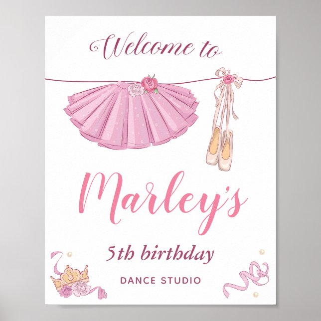 Affiche Tutu Ballerine Danse Anniversaire Tout Âge (Devant)