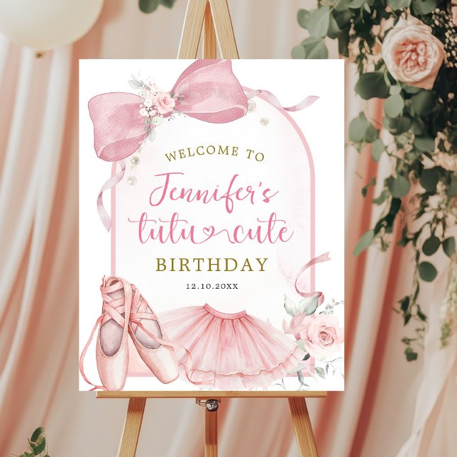 Affiche Tutu de Coquette Rose Anniversaire de Ballerine Mi (Créateur téléchargé)