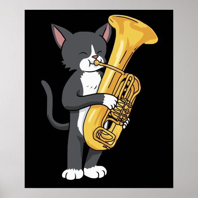 Affiche Tuxedo Cat Tuba Cadeaux Femmes Hommes Marching Ban (Devant)