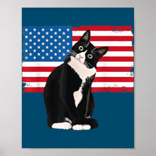 Affiche Tuxedo Chat 4 juillet Patriotique Cadeaux Adultes 