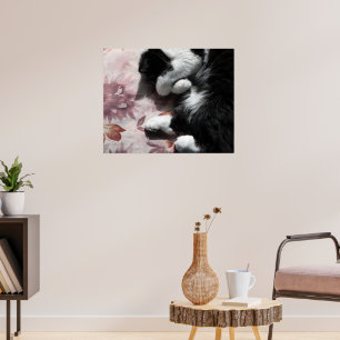 Affiche Tuxedo Chat Art Cute Rose Nez Kitty Chats Art