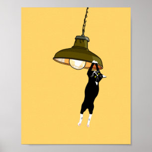 Affiche Tuxedo Chat suspendu sur la lampe