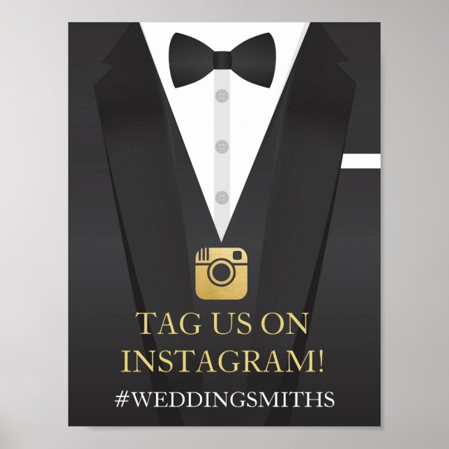 Affiche Tuxedo Instagram Bow Tie Sign Wedding Reception (Devant)