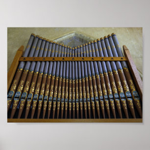 Affiche Tuyaux d'orgue de l'église de style vintage doré p