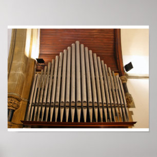 Affiche Tuyaux d'orgue d'église et lambris en bois