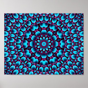 Affiche Tuyaux violets Vintage bleu fractal Kaleidoscope