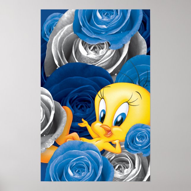 Affiche TWEETY™ Avec Roses (Devant)