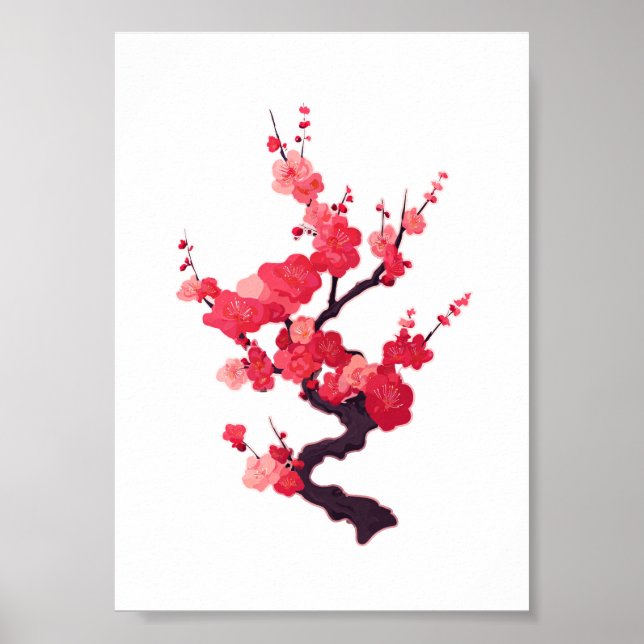 Affiche Twig de cerisier japonais rose délicat (Devant)