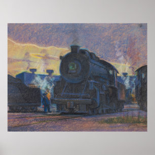 Affiche Twilight of Steam - Kulhanek Train Art (1952)