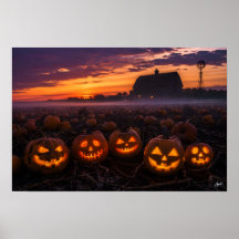 Twilight Pumpkin Patch Panorama