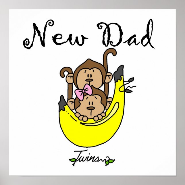 Affiche Twin Boy and Girl New Dad Cadeaux (Devant)