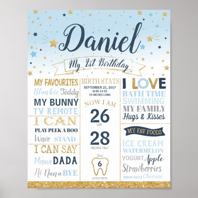 Affiche Twinkle Little Star 1er Anniversaire Jalons Statis (Devant)