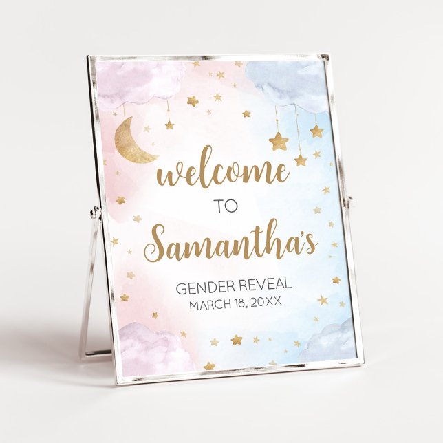 Affiche Twinkle Little Star Gender Reveal Welcome Sign (Twinkle Little Star Gender Reveal Welcome Sign)