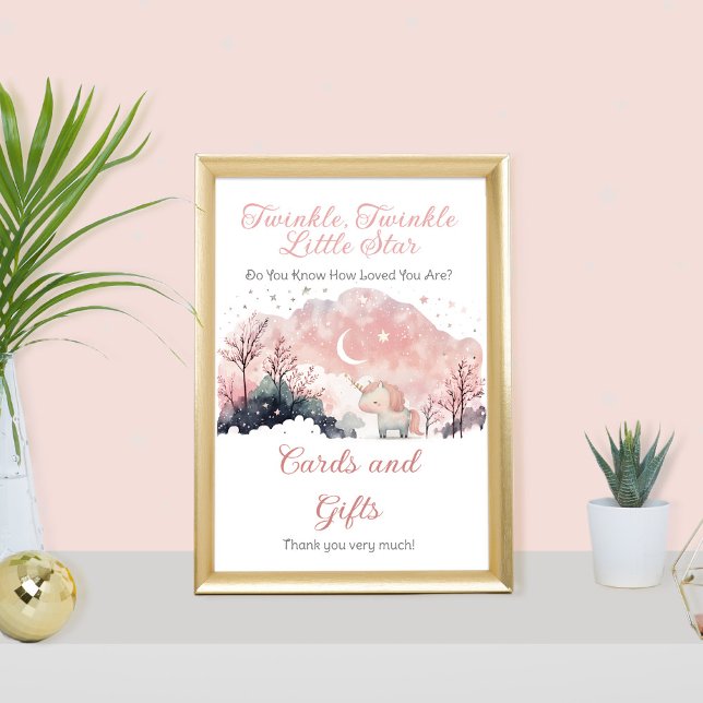 Affiche Twinkle Little Star Unicorn Cartes de douche et ca (Créateur téléchargé)