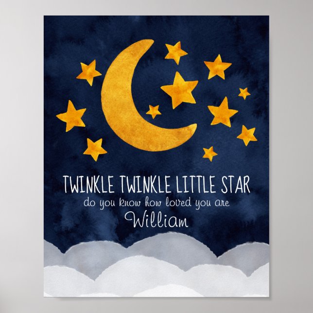 Affiche Twinkle personnalisé Little Star Moon & Stars (Devant)