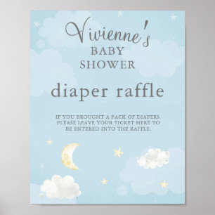 Affiche Twinkle Star Baby shower bleu clair Barreau