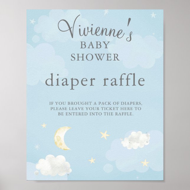 Affiche Twinkle Star Baby shower bleu clair Barreau (Devant)