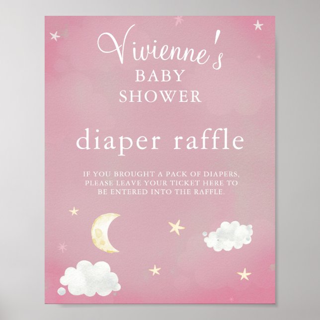 Affiche Twinkle Star Blush Baby shower rose (Devant)